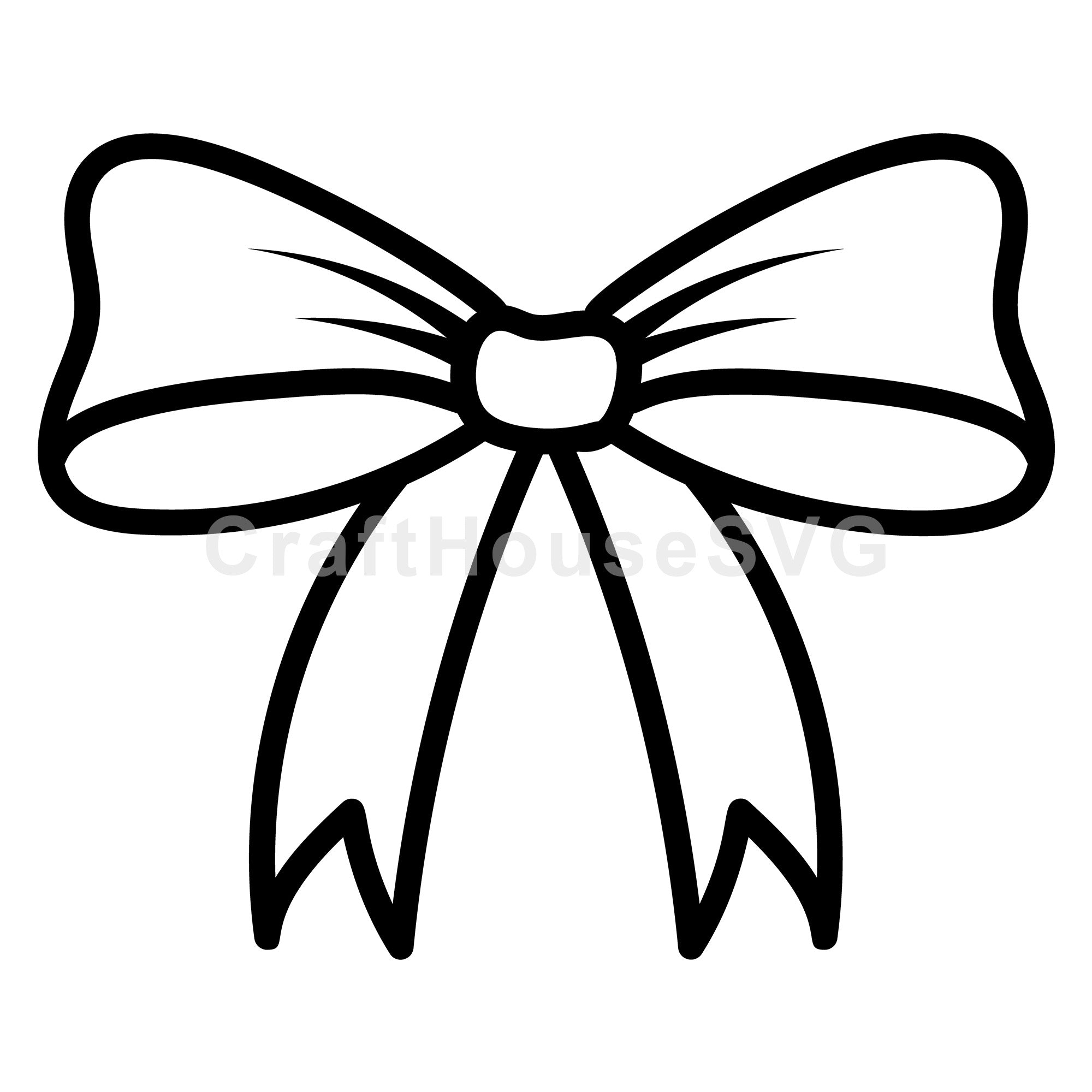 Elegant Bow Outline SVG