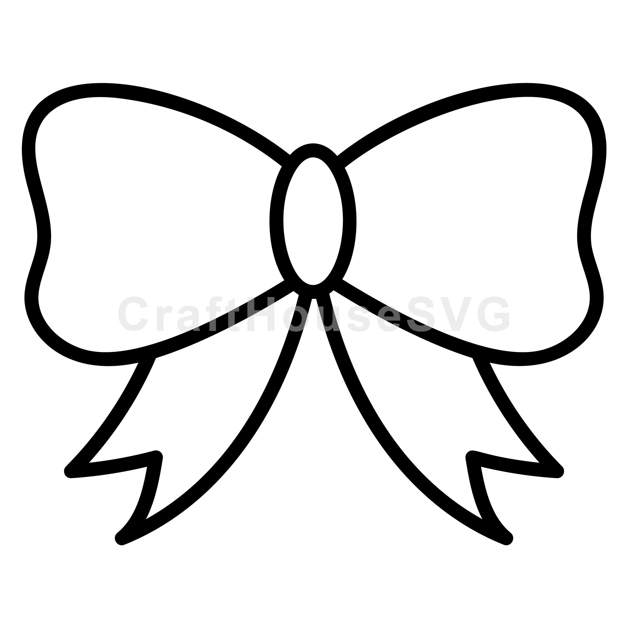 Bold Ribbon Bow Outline SVG