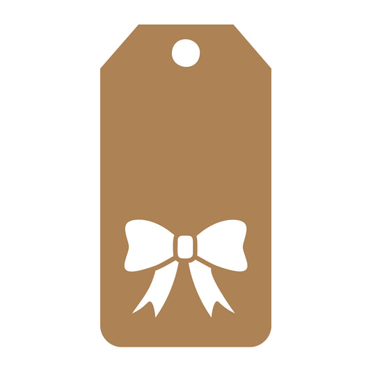 Bow Gift Tag SVG design for Cricut, Silhouette, laser cutting, vinyl, sublimation, gift tags, and craft projects.