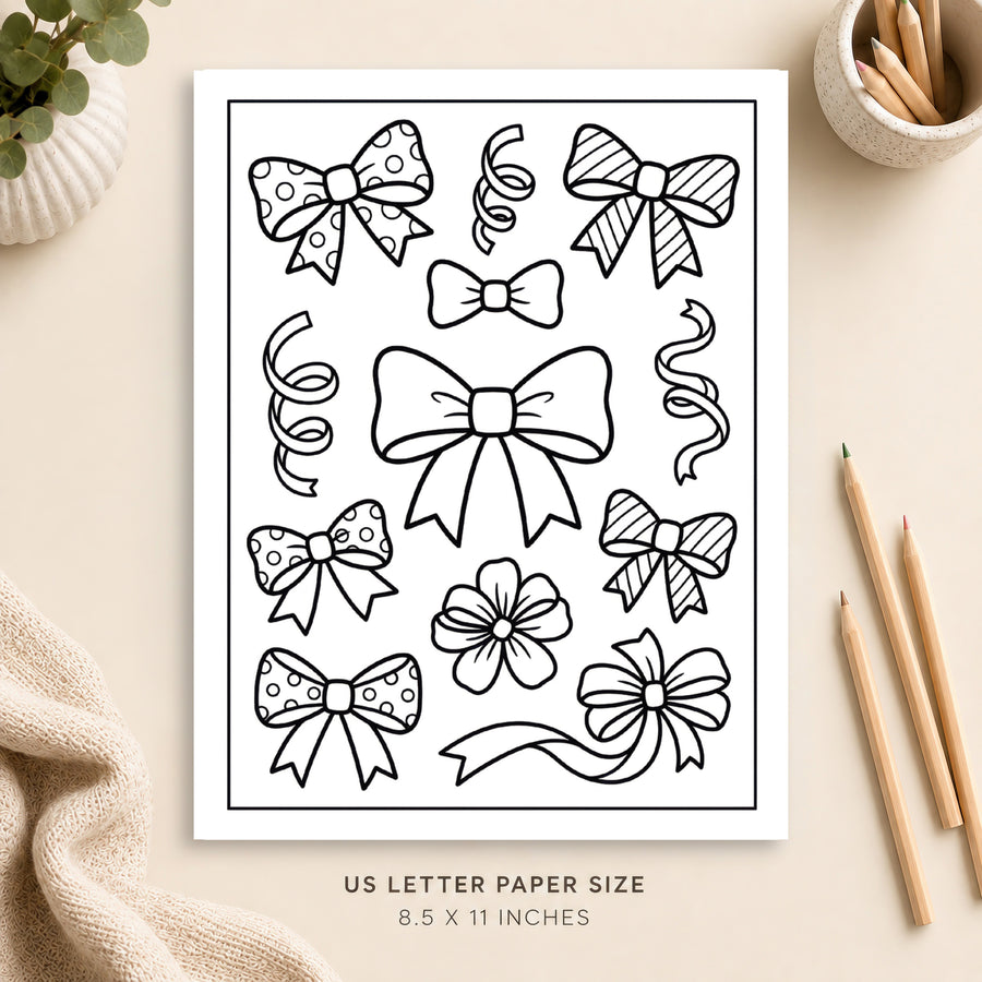 Bows and Ribbons Coloring Page 1
