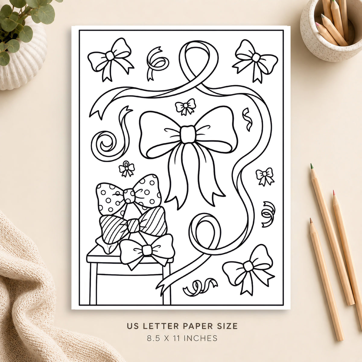 Bows and Ribbons Coloring Page 2