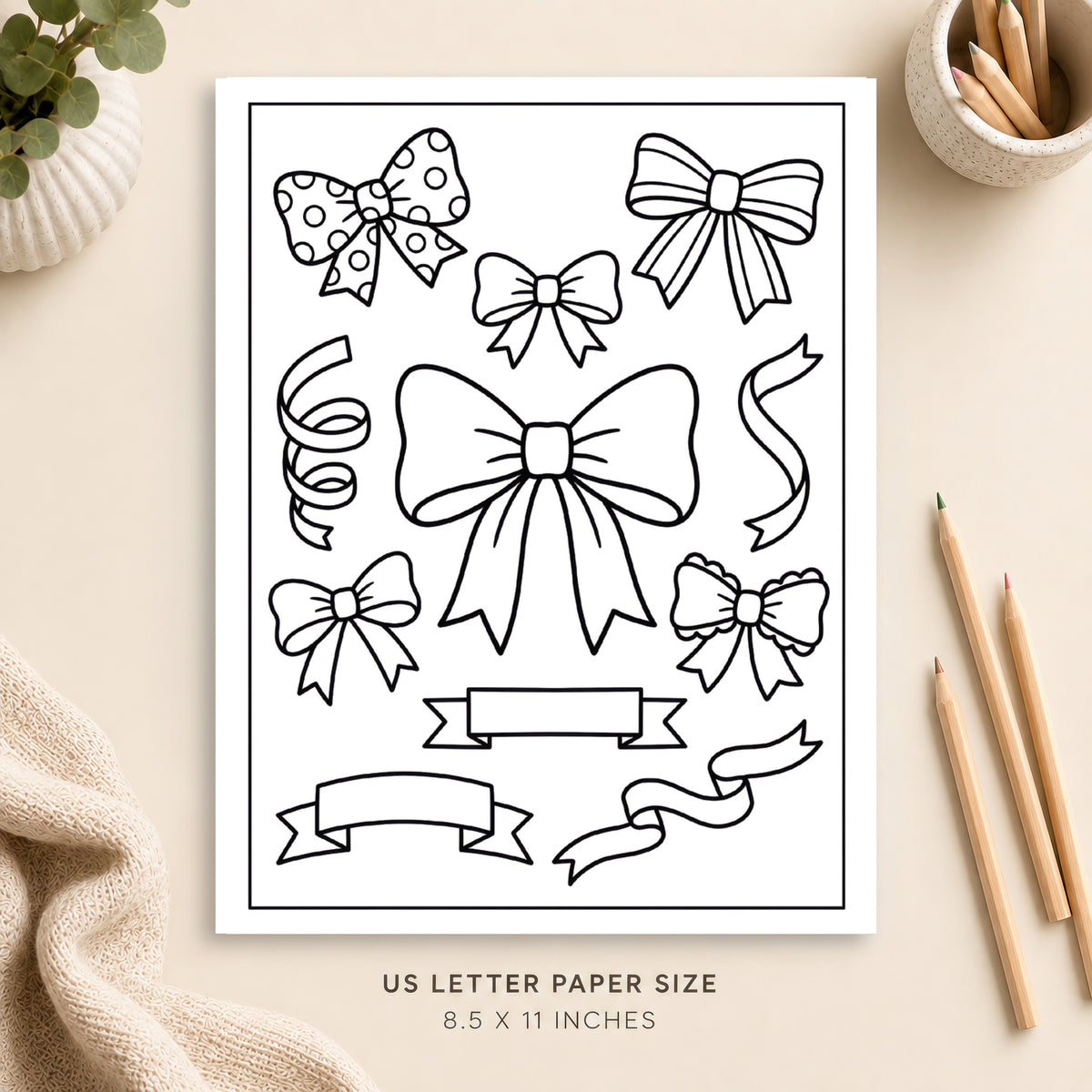 Bows and Ribbons Coloring Page 3