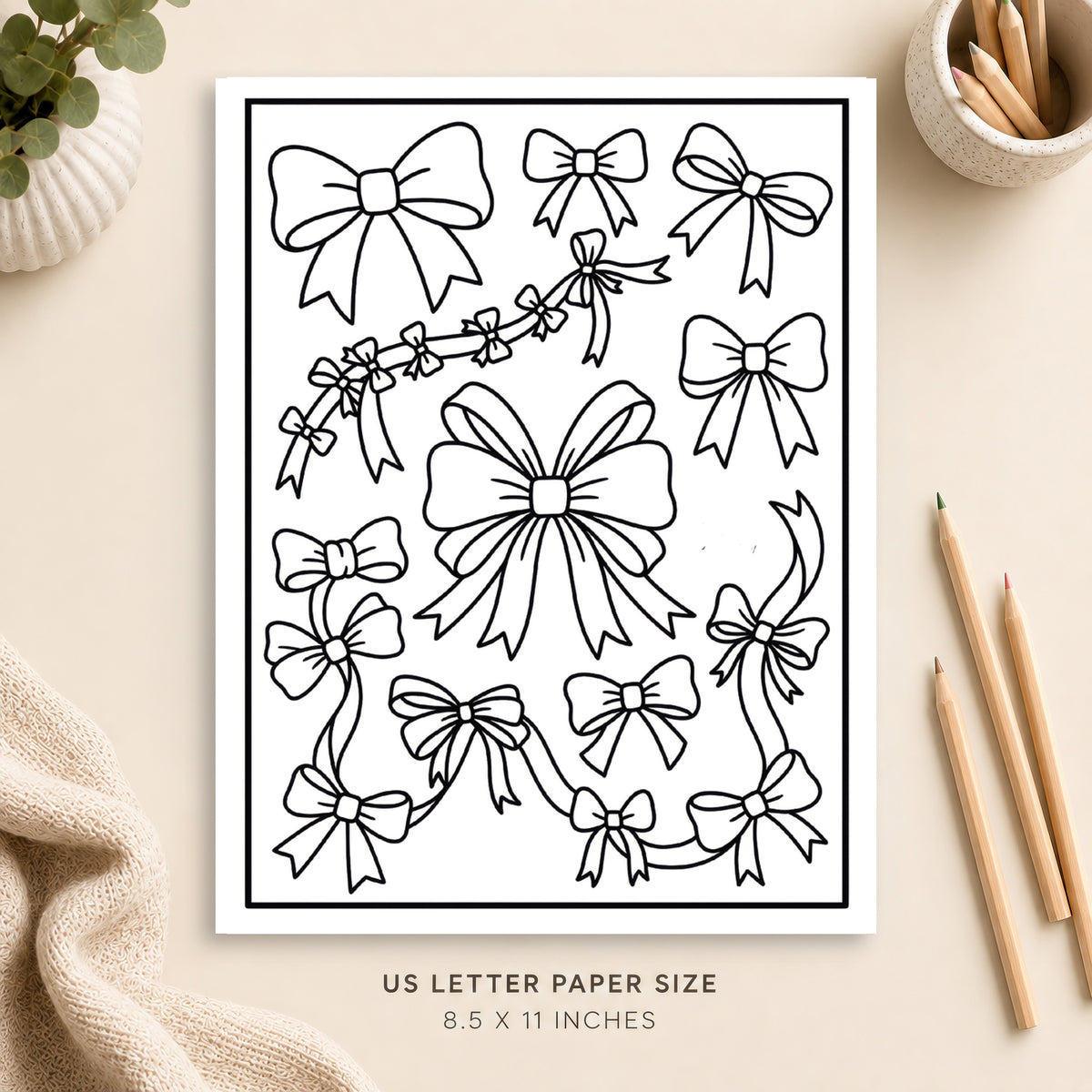 Bows and Ribbons Coloring Page 4