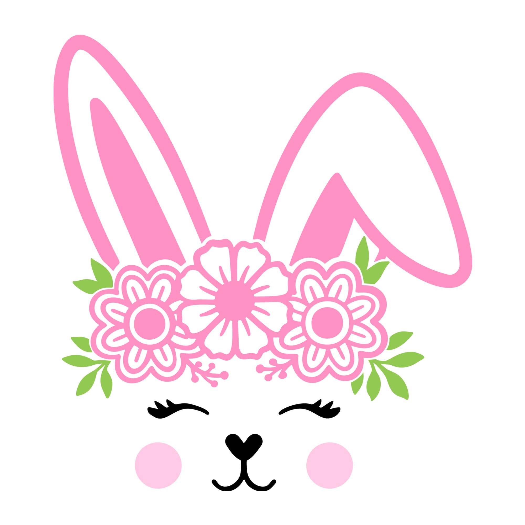Bunny Face SVG design for Cricut, Silhouette, laser cutting, vinyl, sublimation, Easter crafts, and DIY projects.