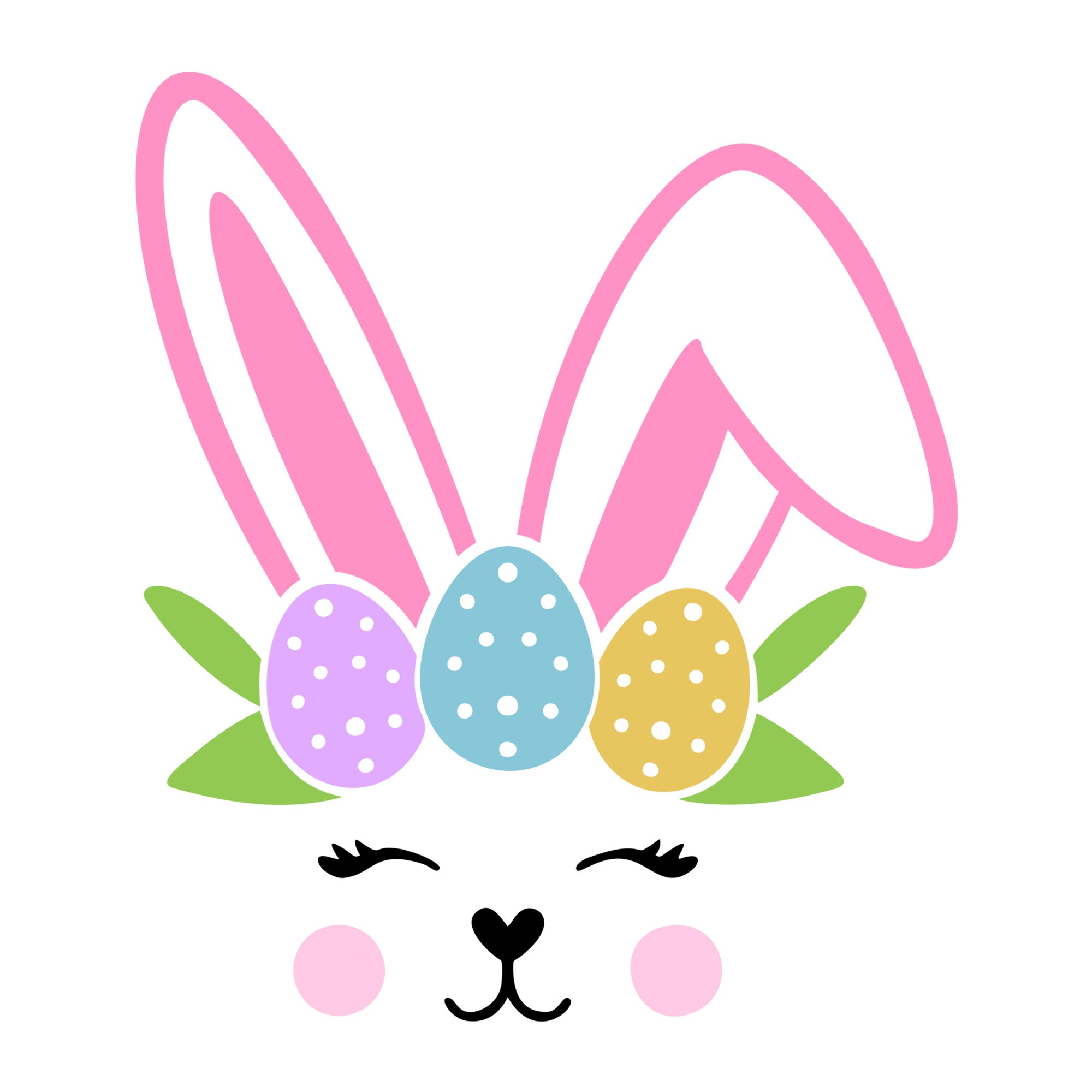 Bunny Face SVG design for Cricut, Silhouette, laser cutting, vinyl, sublimation, Easter crafts, and DIY projects.