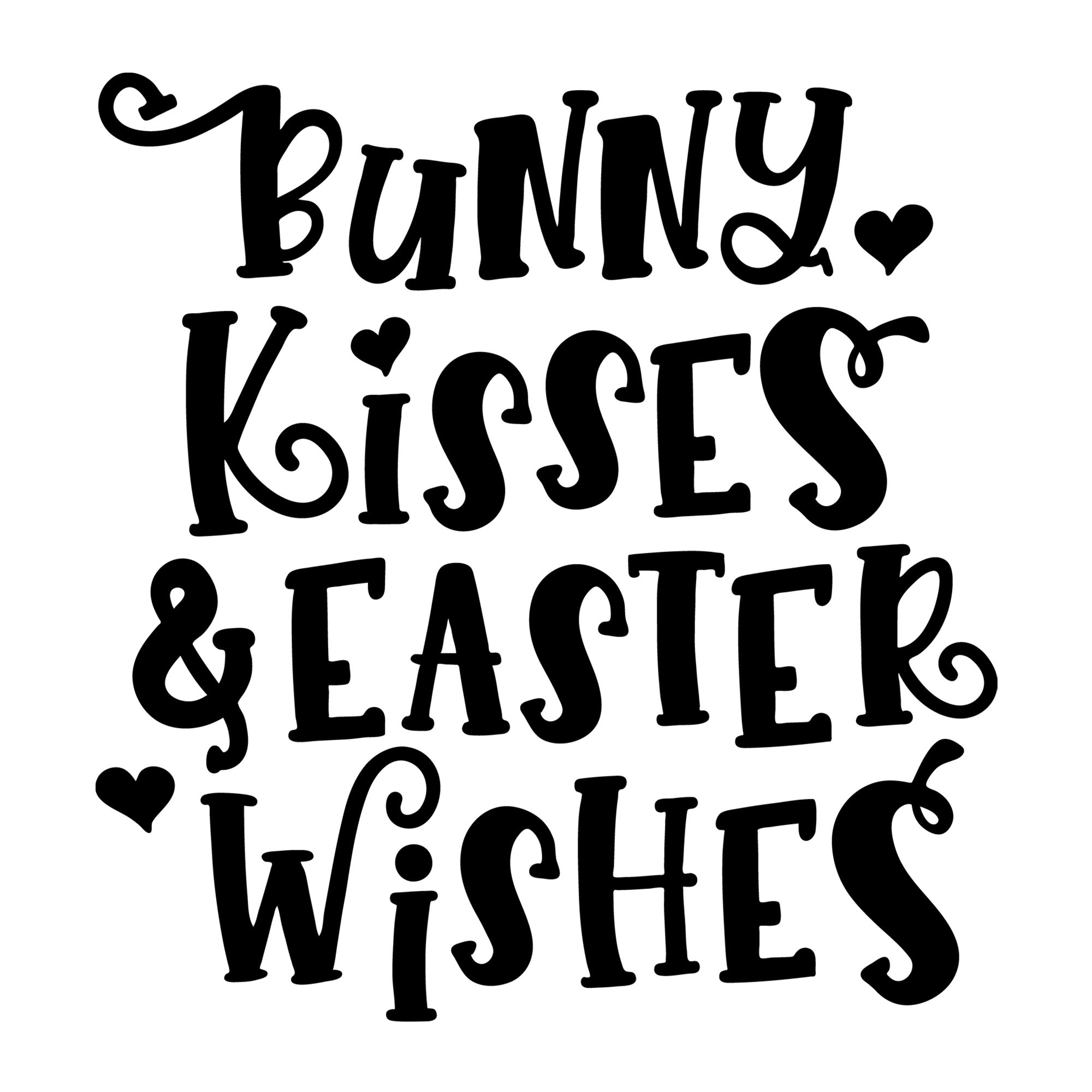 Bunny Kisses and Easter Wishes SVG design for Cricut, Silhouette, laser cutting, vinyl, sublimation, Easter shirts, signs, decals, mugs, and DIY craft projects.