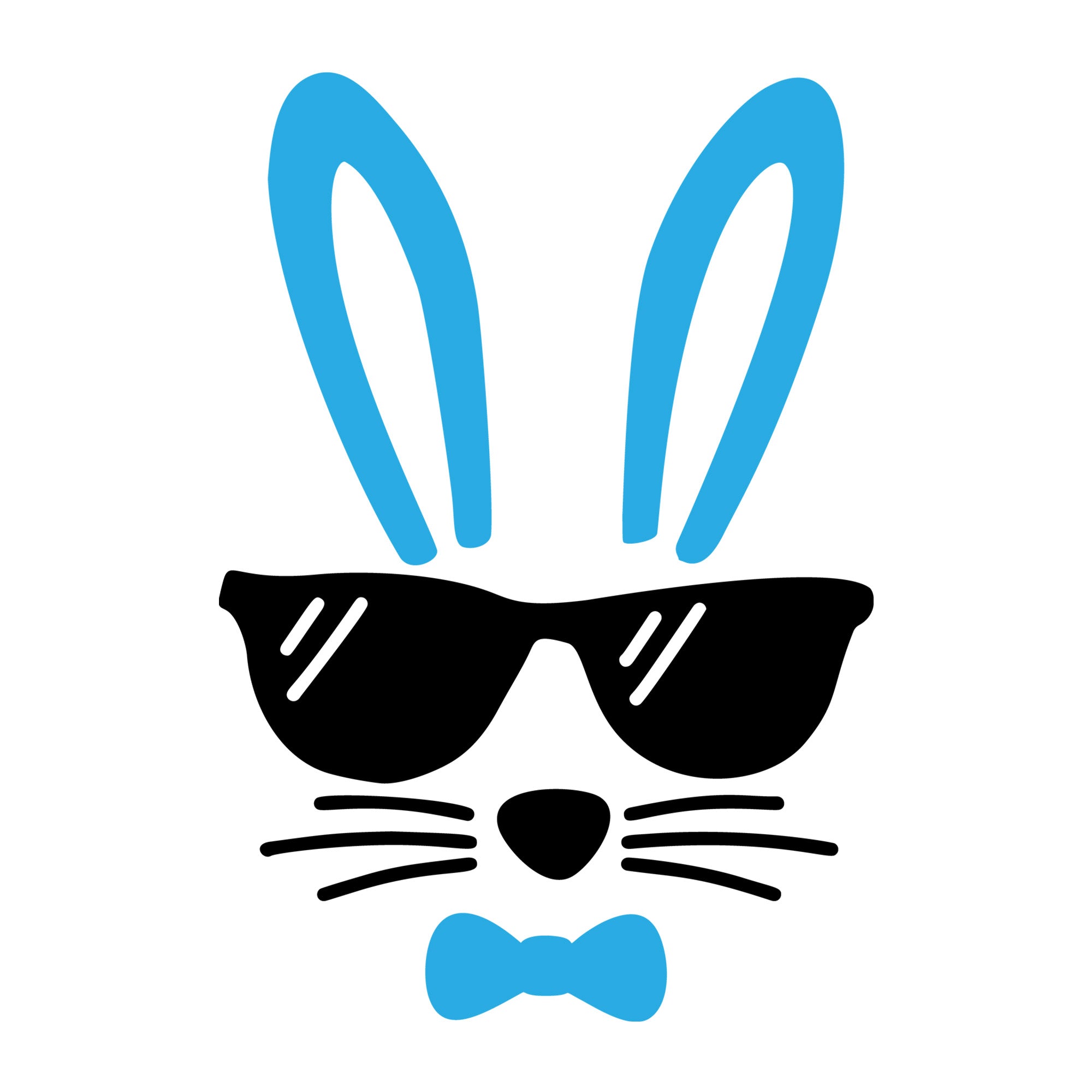 Bunny with sunglasses blue SVG design for Cricut, Silhouette, laser cutting and Easter crafts.