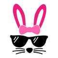 Bunny with sunglasses pink SVG design for Cricut, Silhouette, laser cutting and Easter crafts.
