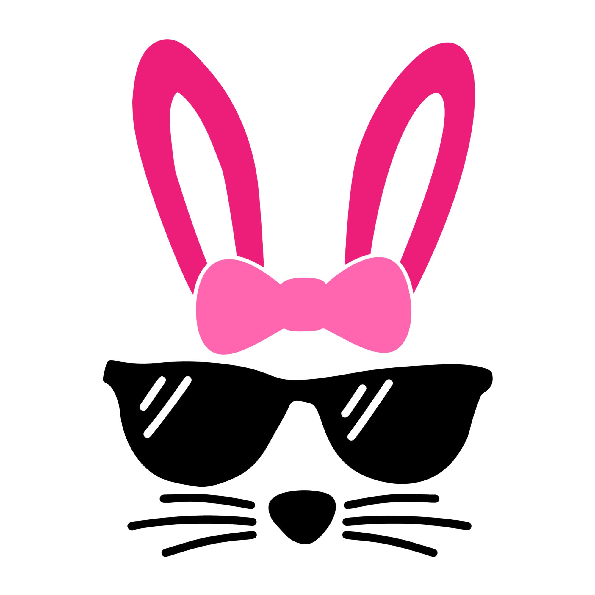 Bunny with sunglasses pink SVG design for Cricut, Silhouette, laser cutting and Easter crafts.