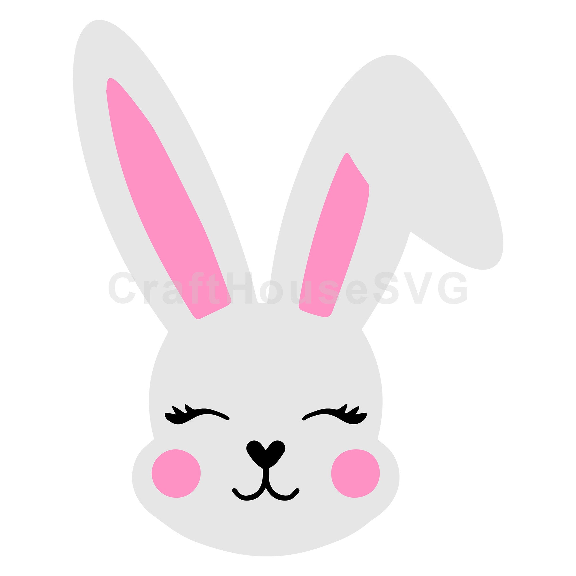 Smiling Easter Bunny Face SVG