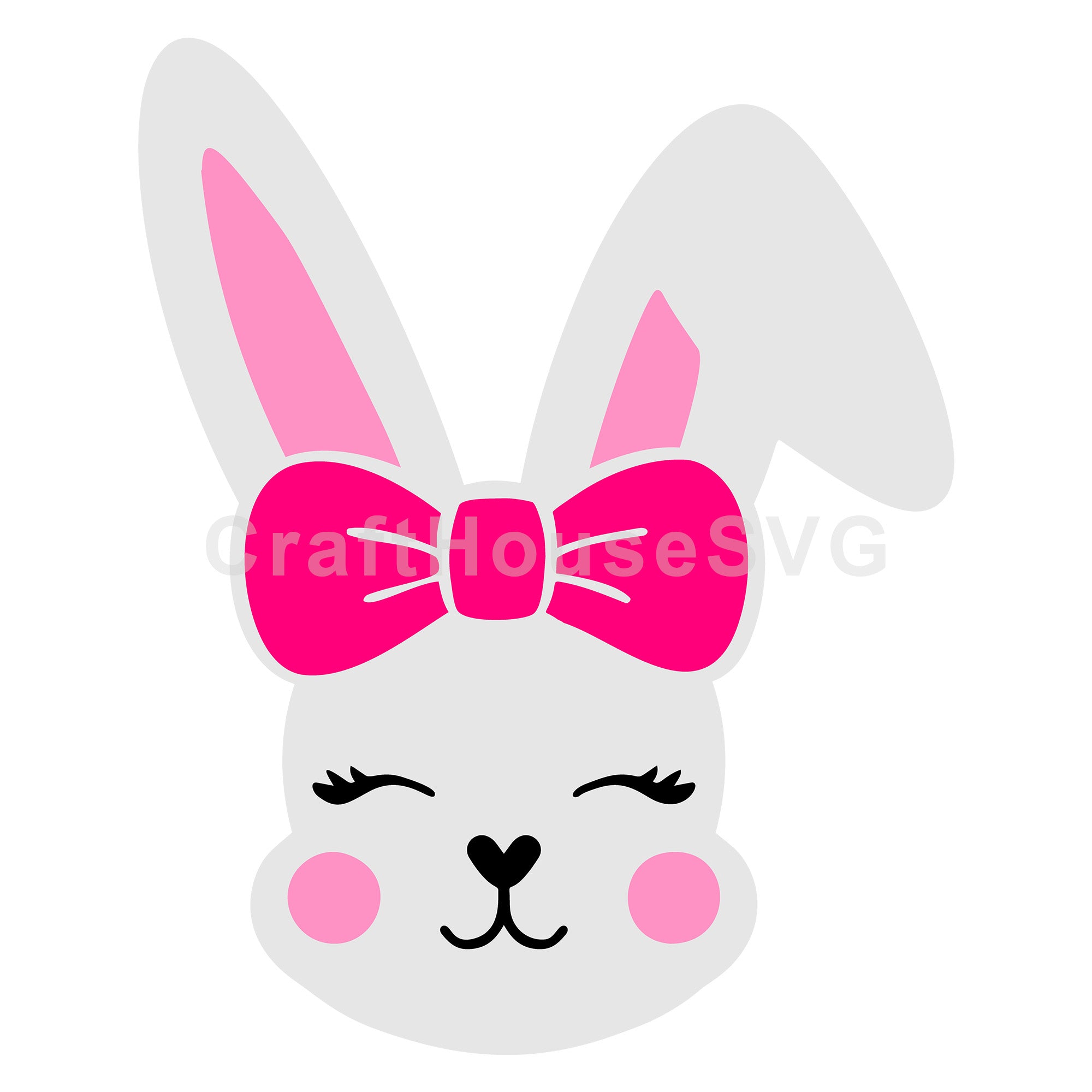 Smiling Bunny with Bow SVG