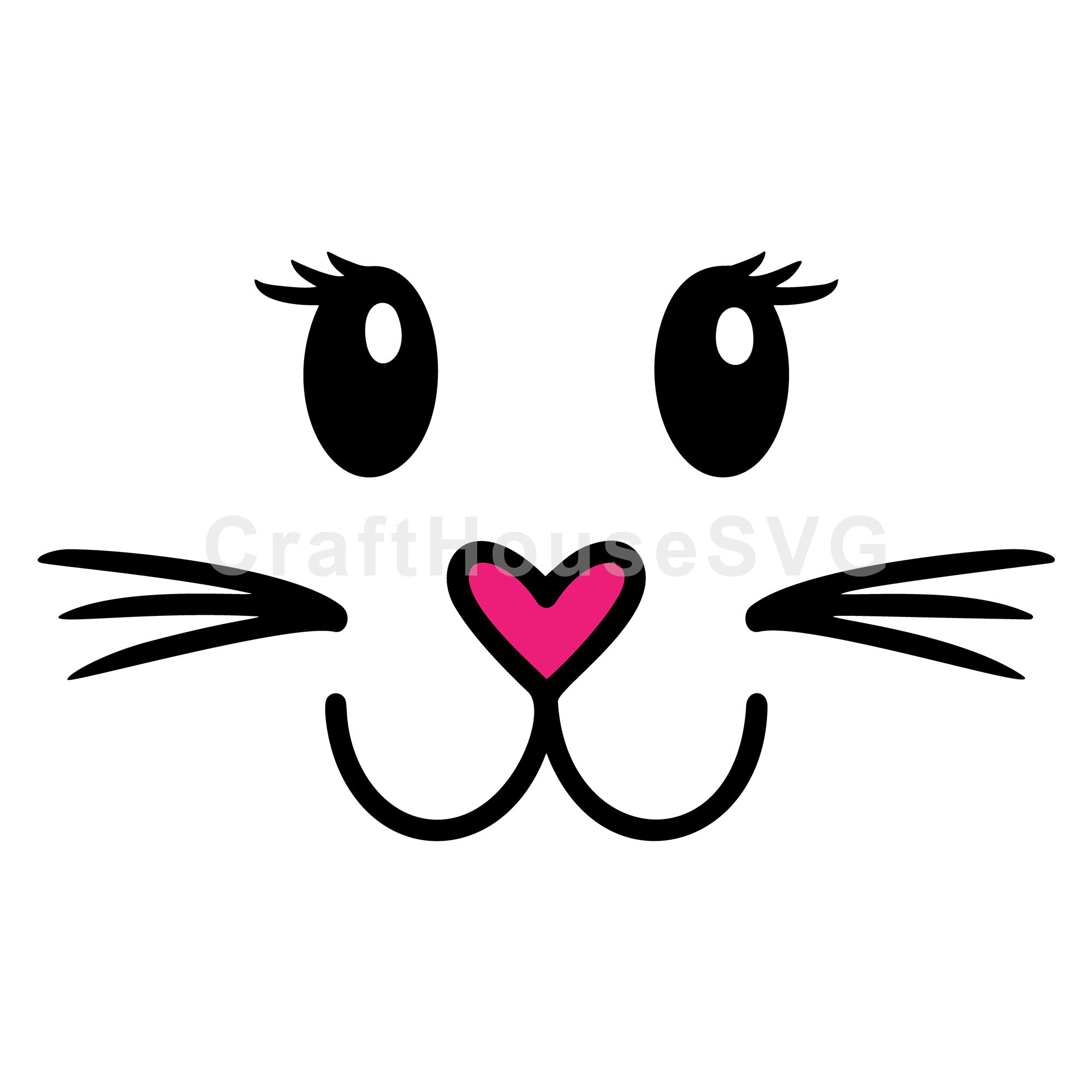 Bunny Face Heart Nose SVG