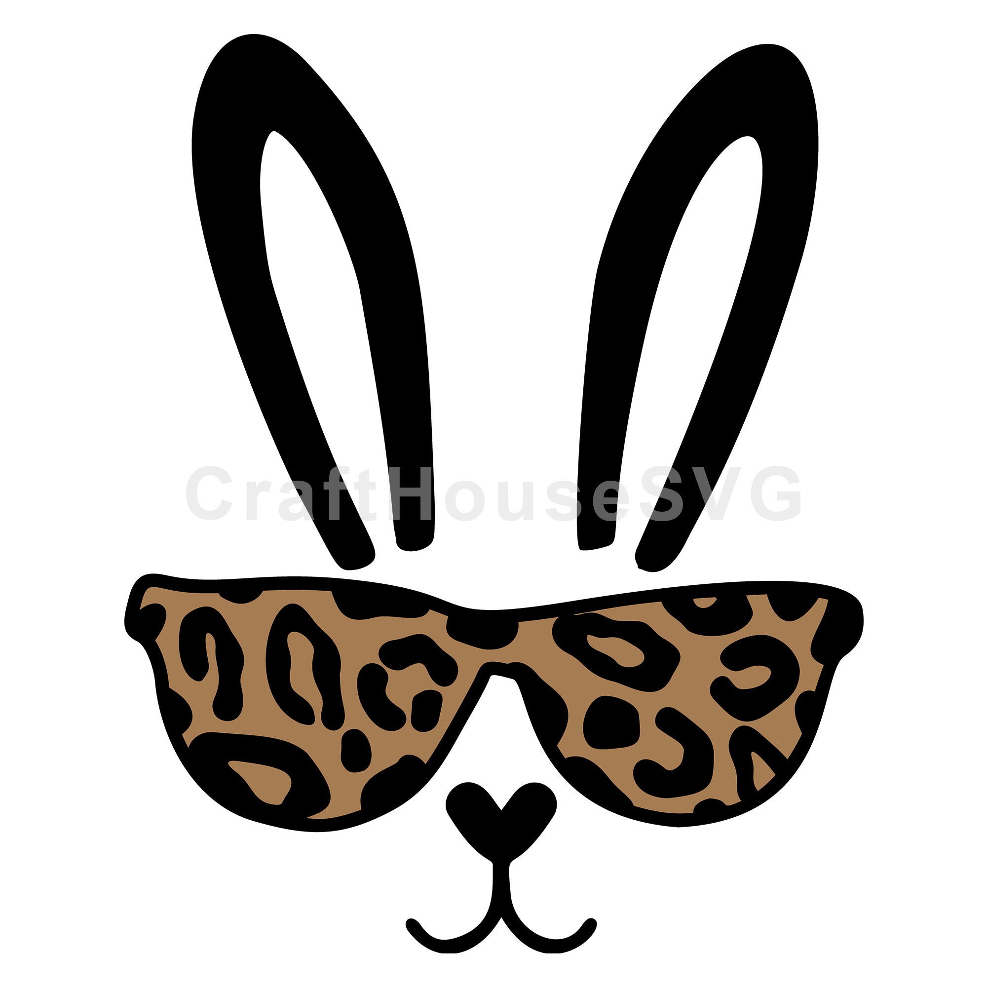 Leopard Sunglasses Bunny Face SVG