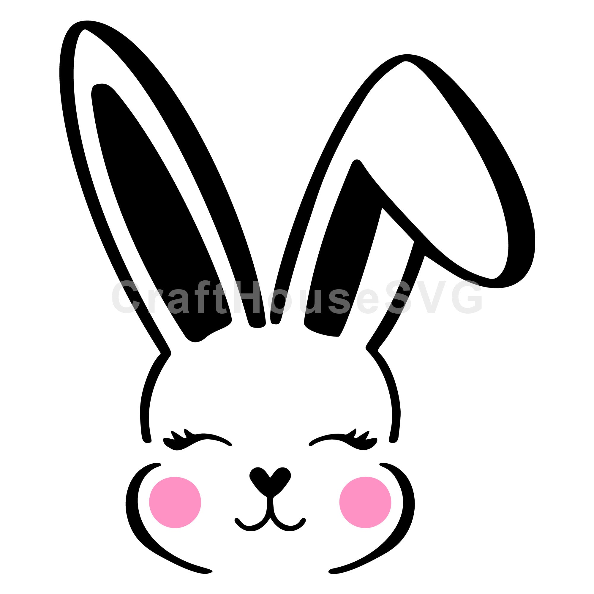 Blushing Bunny Face SVG