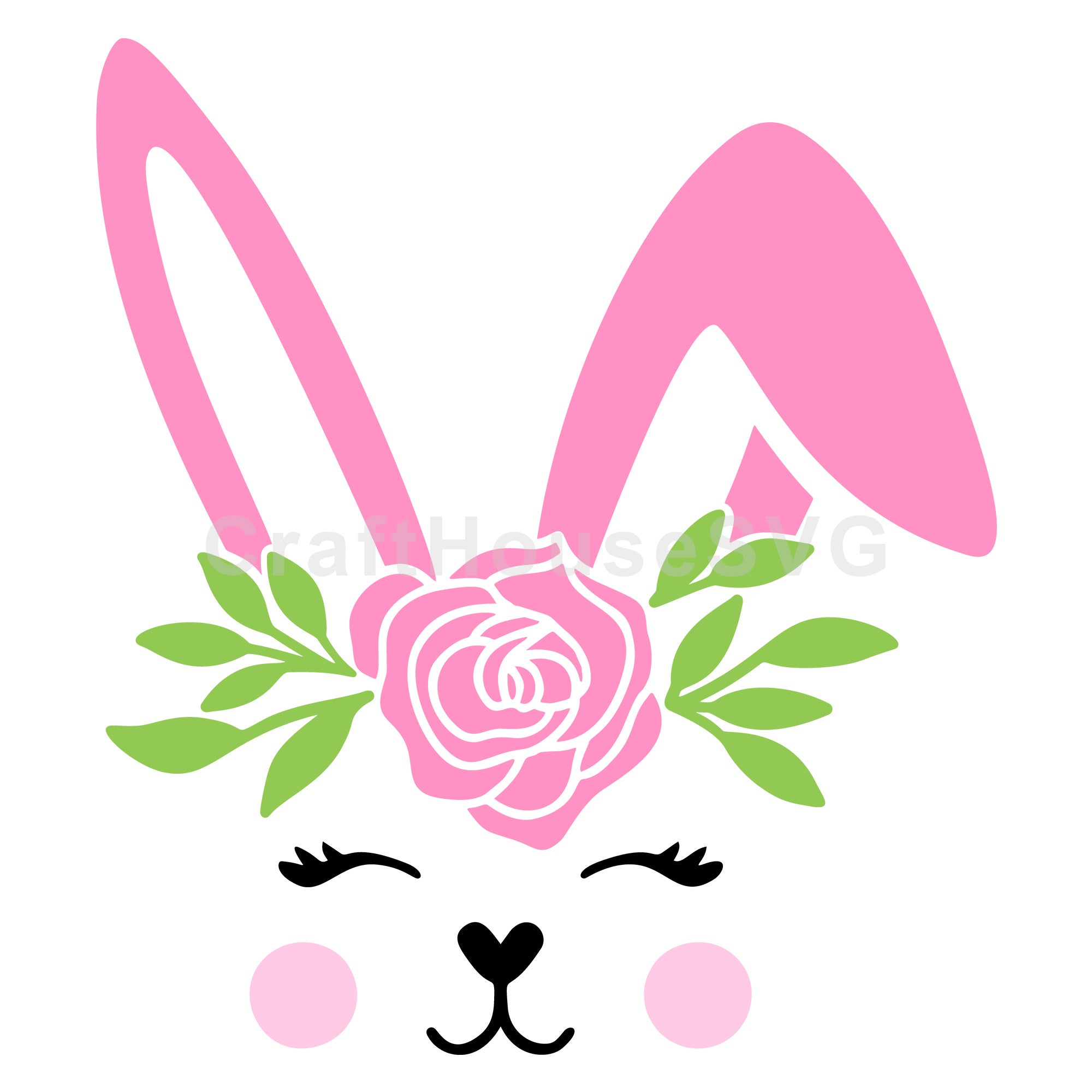 Flower Crown Bunny Face SVG