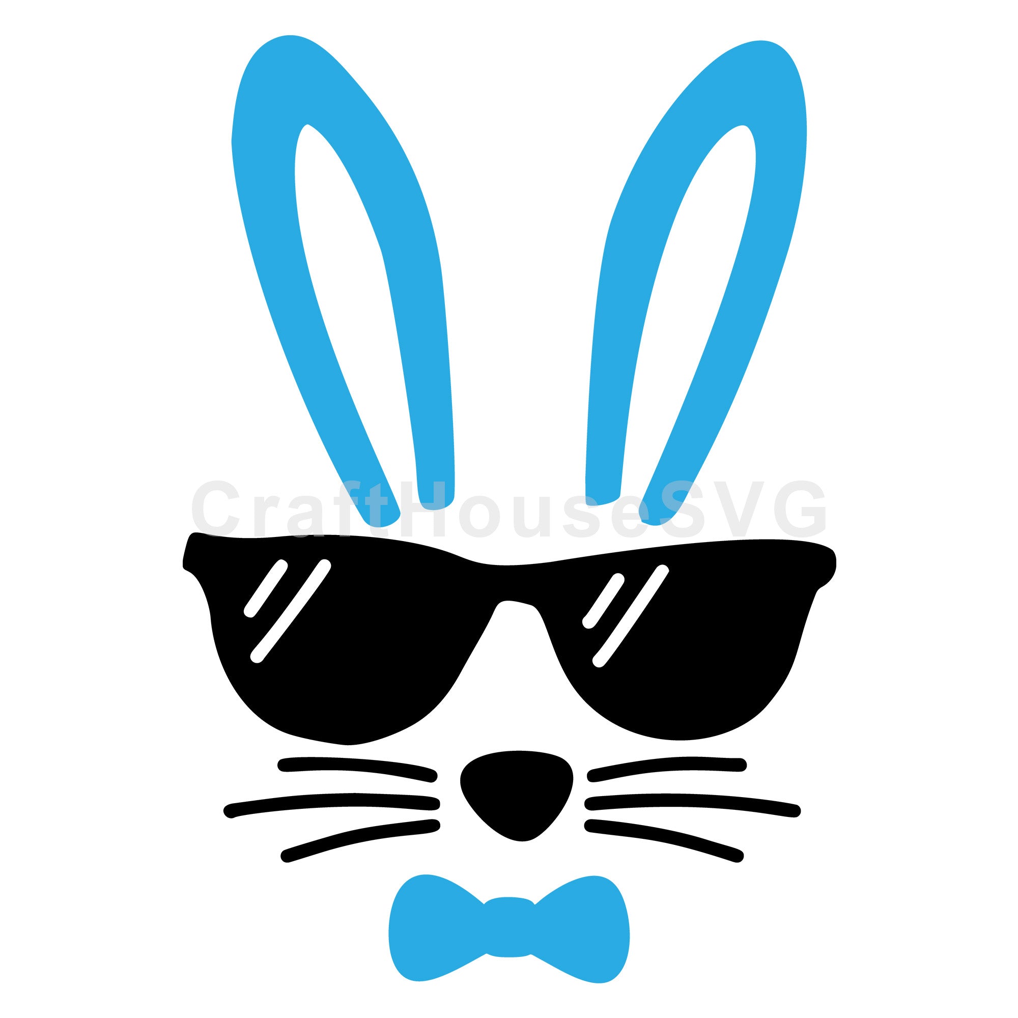 Bunny with sunglasses blue SVG