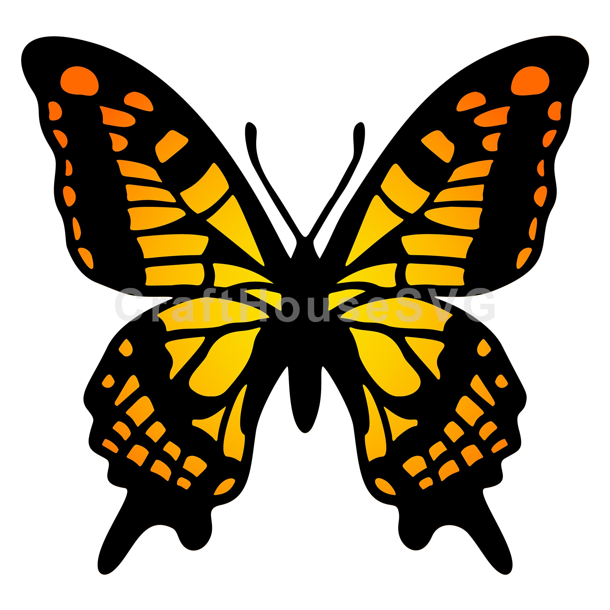 Intricate Monarch Butterfly with Unique Wing Shapes Layered SVG