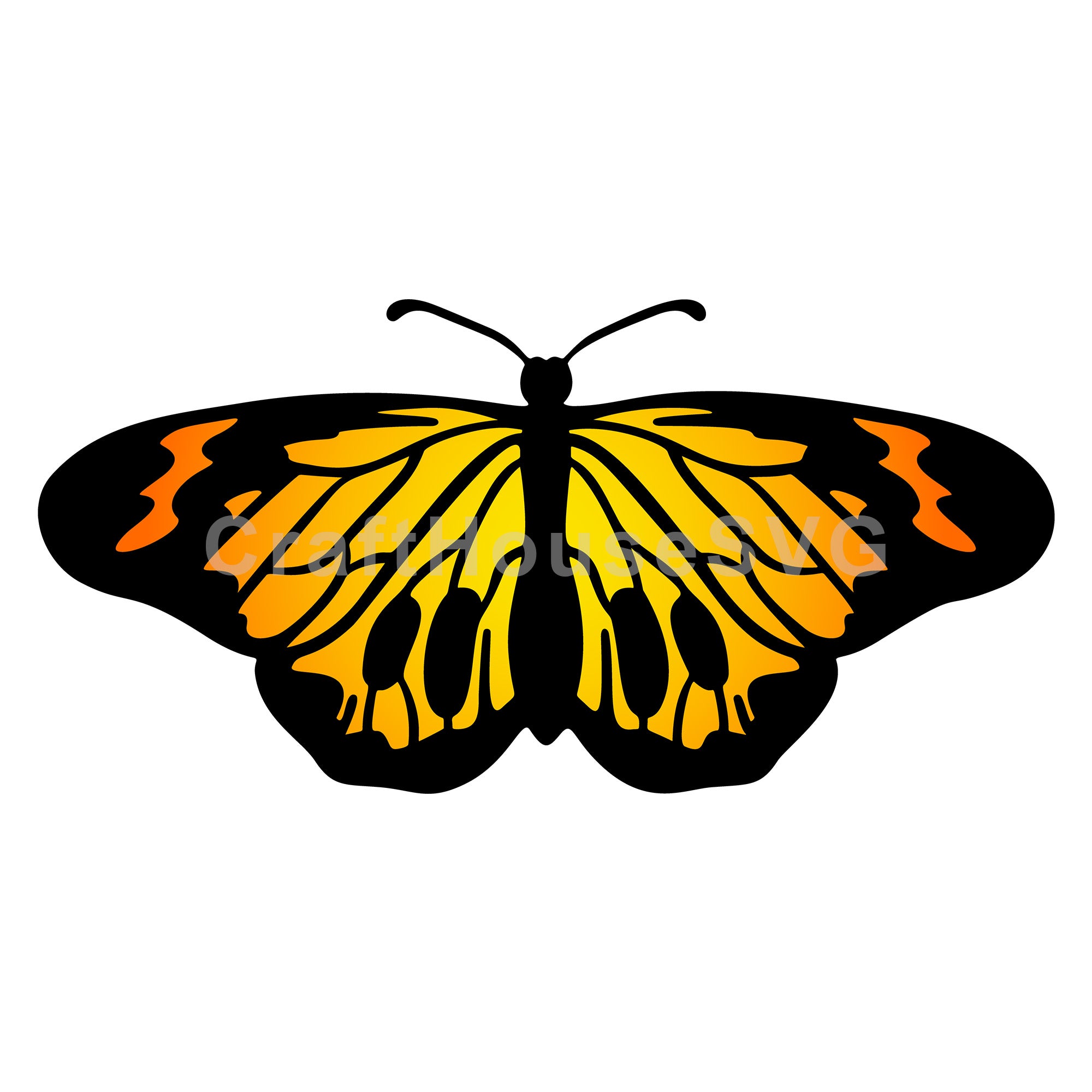 Wide Wing Butterfly with Orange Accents Layered SVG