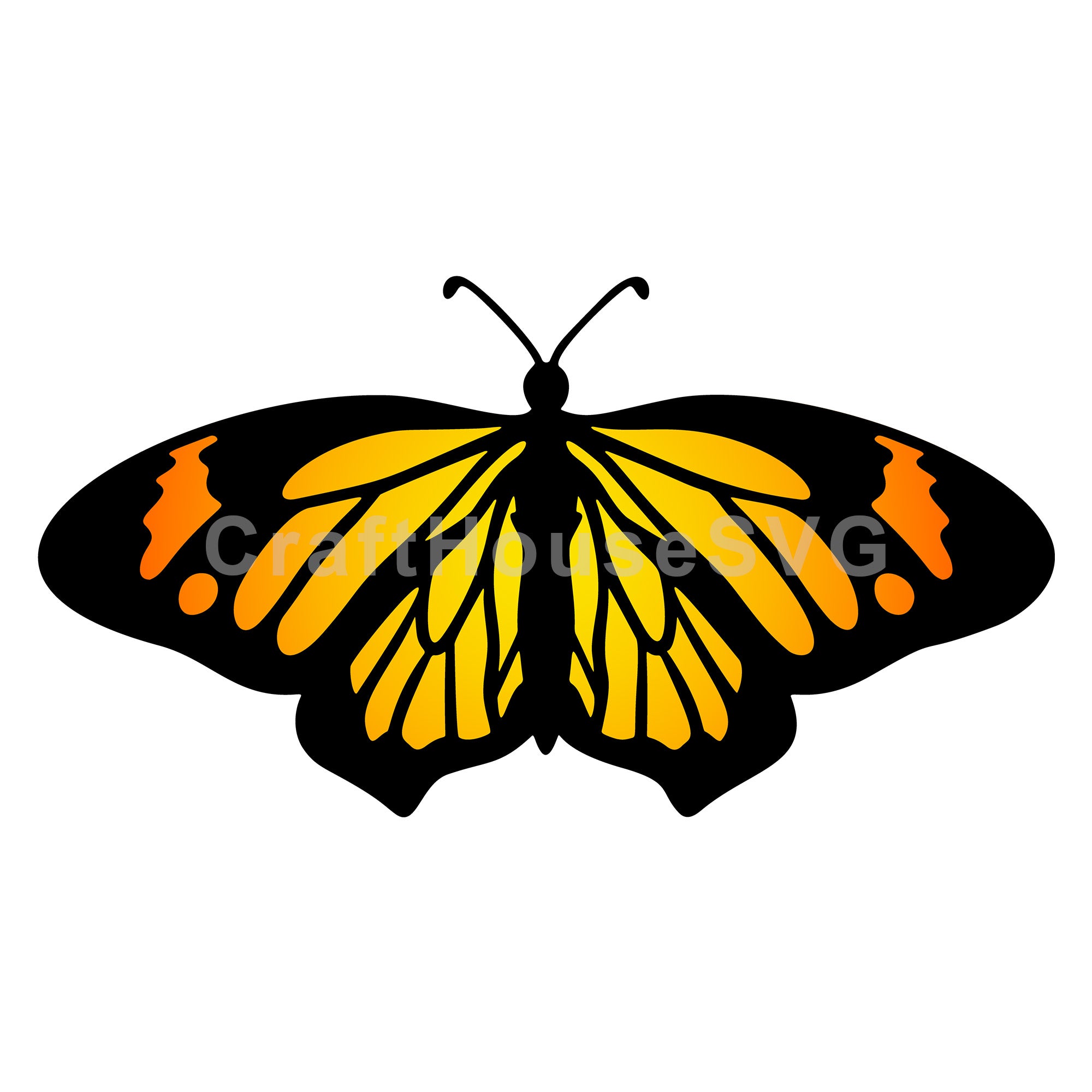 Monarch Butterfly with Vibrant Wing Tips Layered SVG