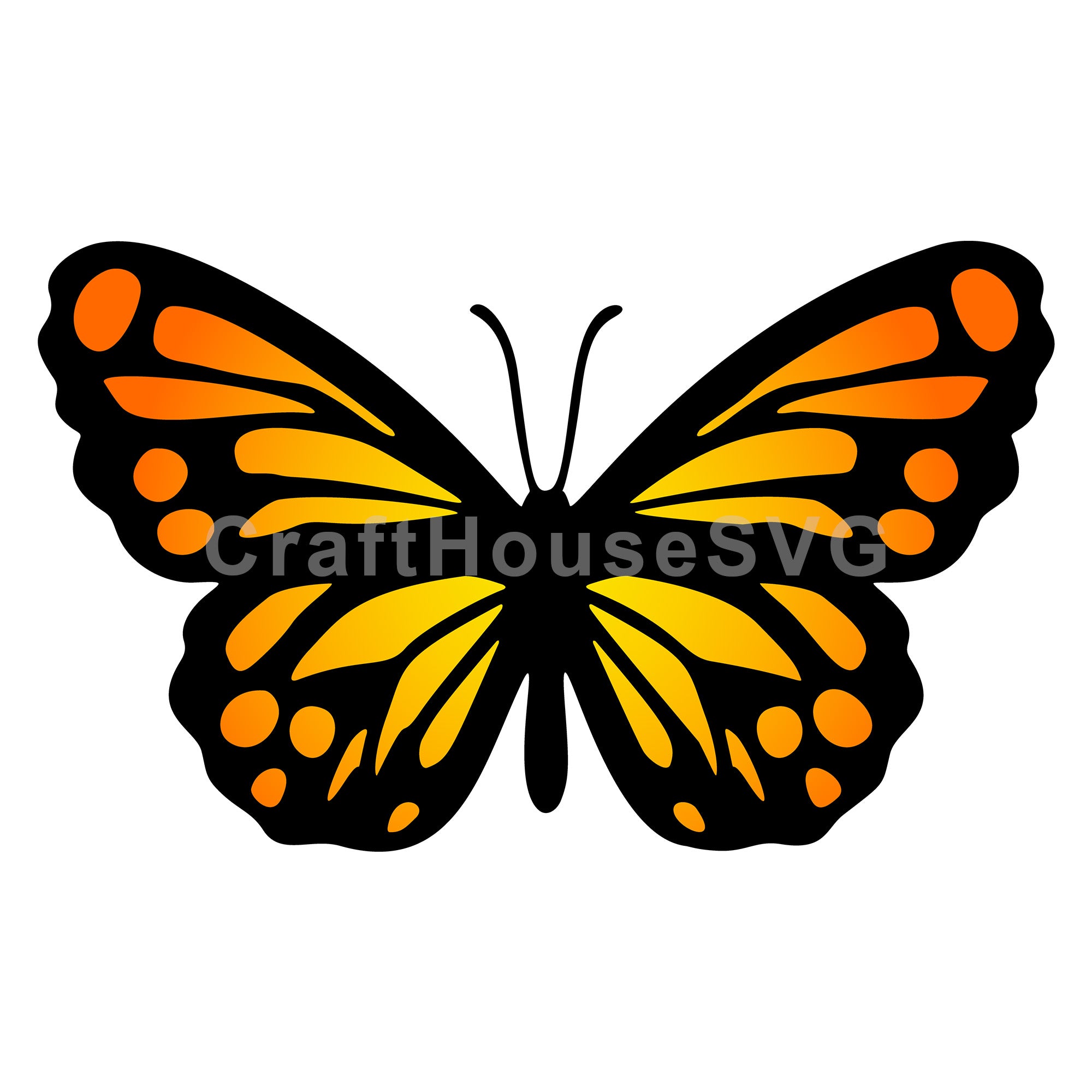 Classic Monarch Butterfly with Bright Colors Layered SVG