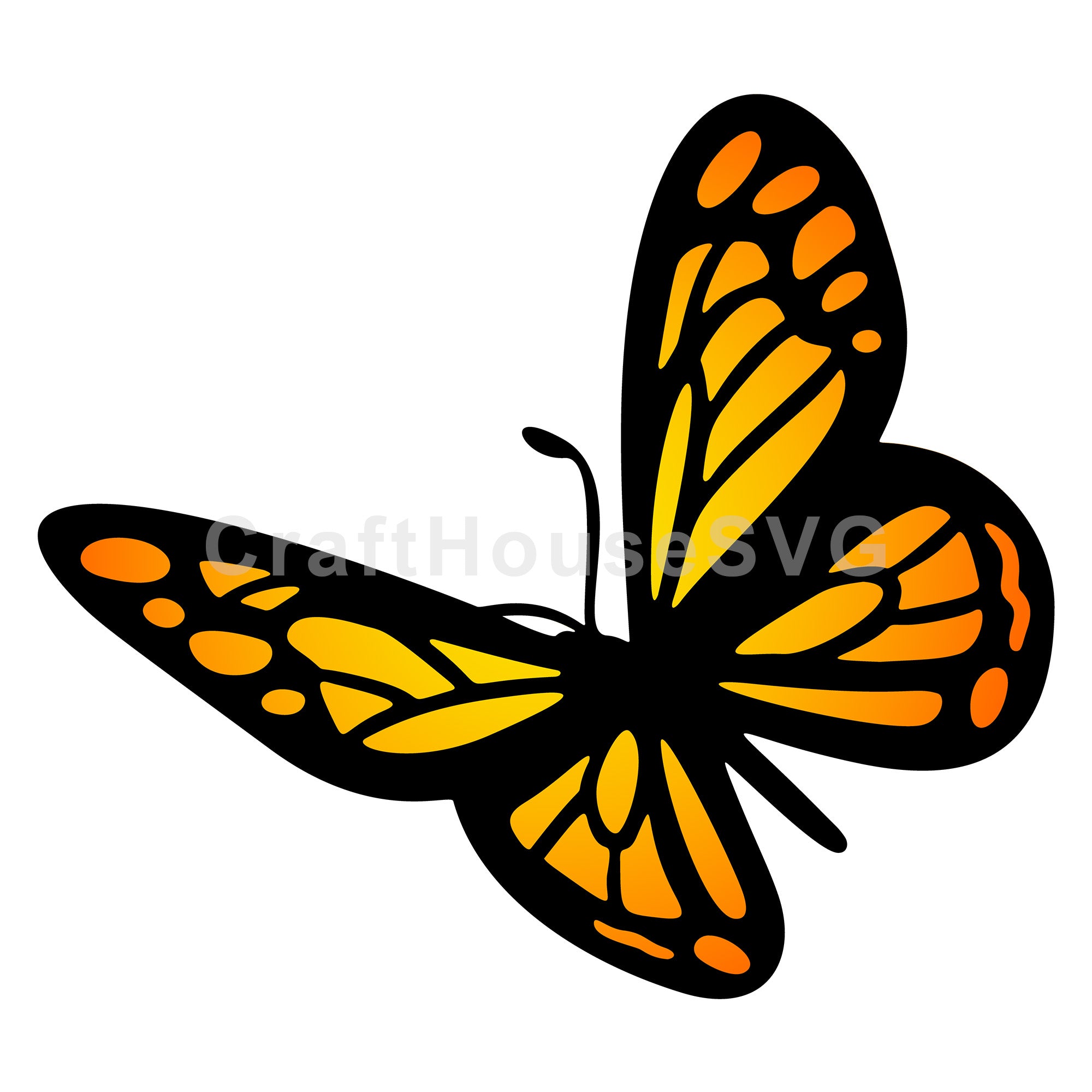 Monarch Butterfly in Flight Layered SVG