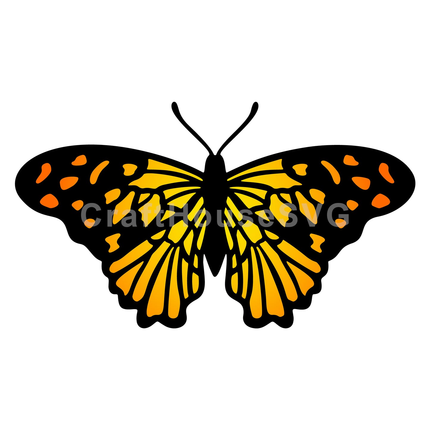 Open Wing Monarch Butterfly Layered SVG