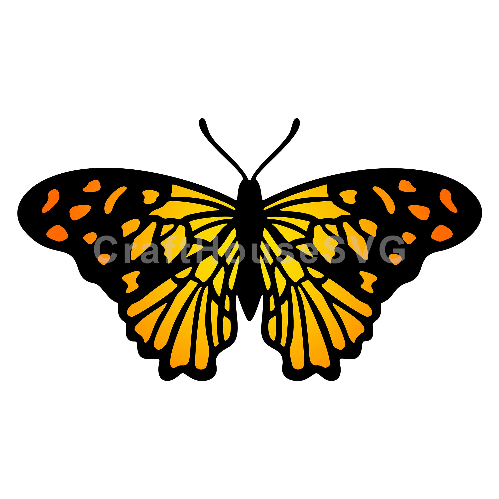 Open Wing Monarch Butterfly Layered SVG