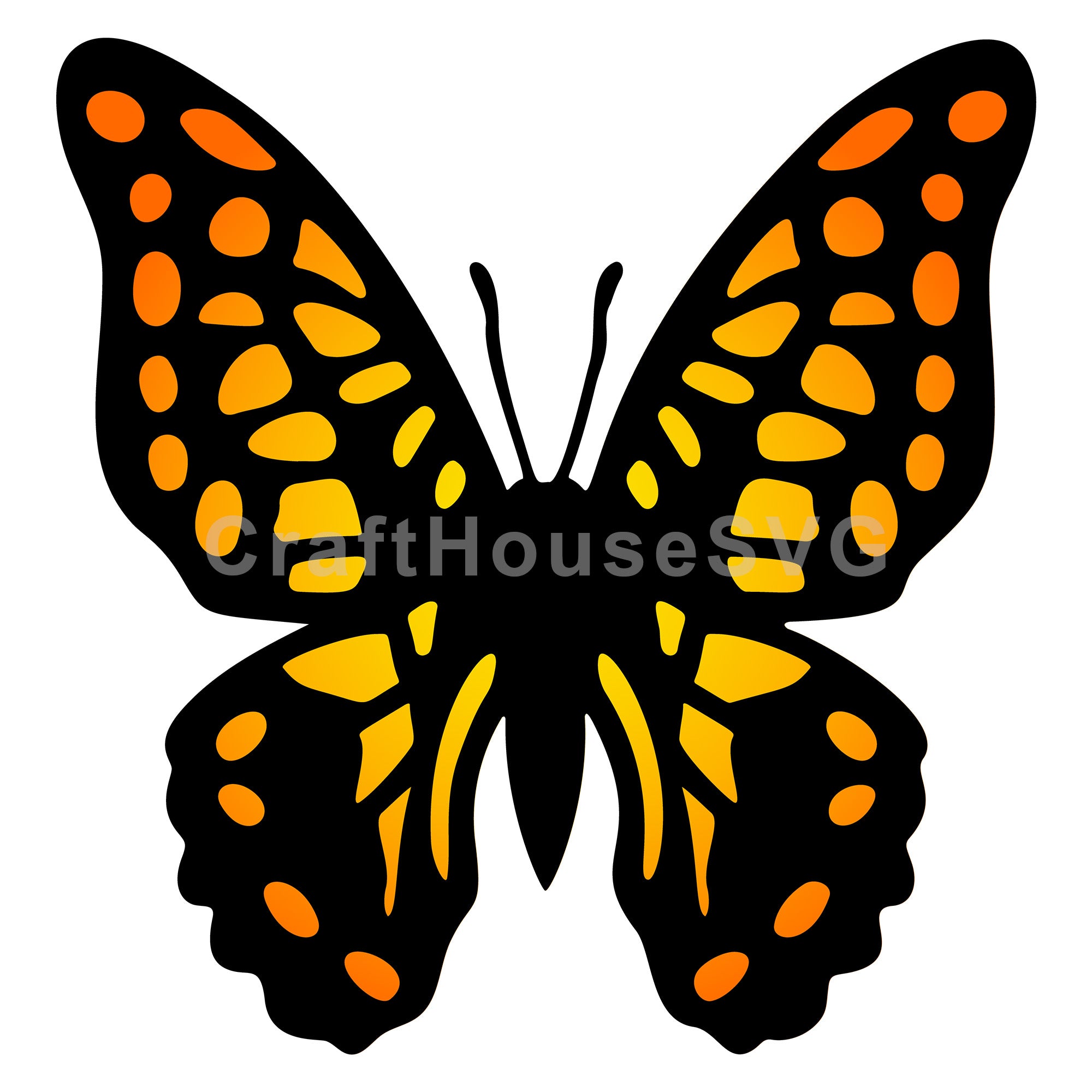 Classic Monarch Butterfly with Detailed Patterns Layered SVG