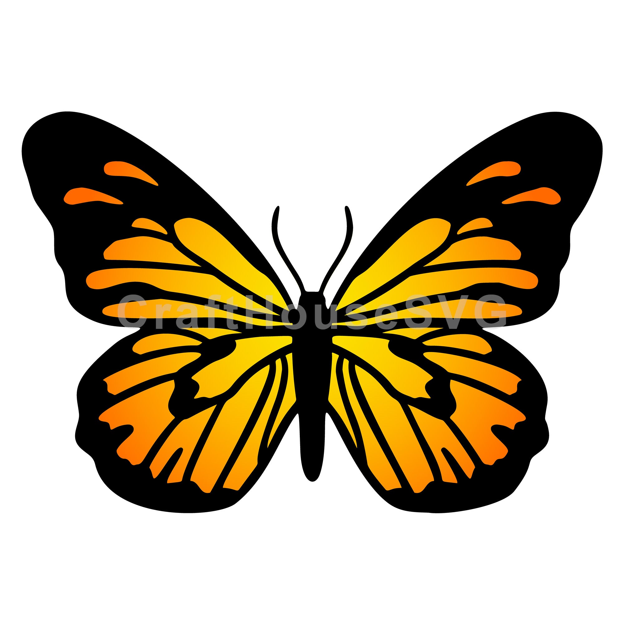 Bright Monarch Butterfly with Bold Colors Layered SVG