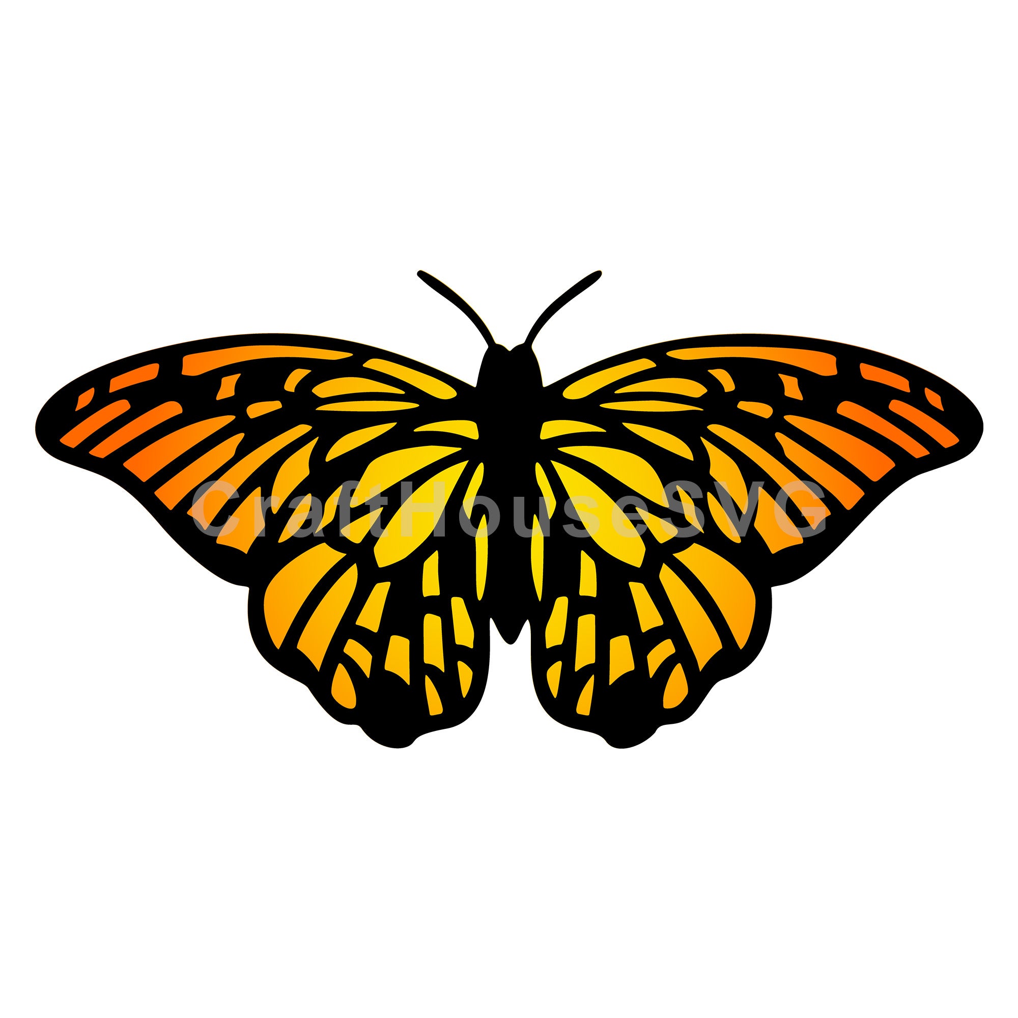 Wide Wing Monarch Butterfly Layered SVG