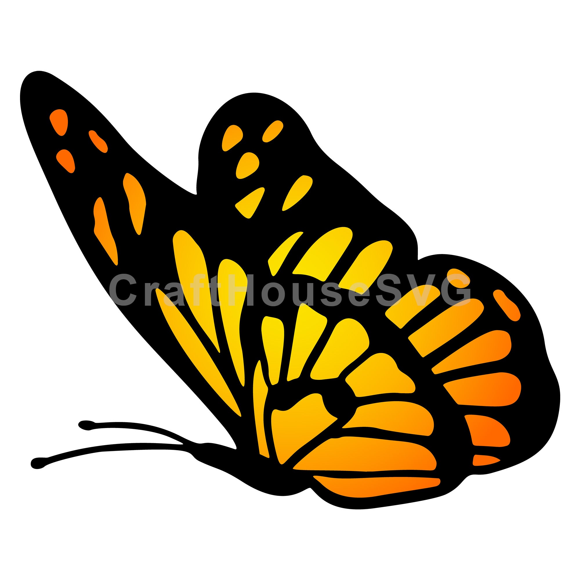 Monarch Butterfly Resting Profile Layered SVG