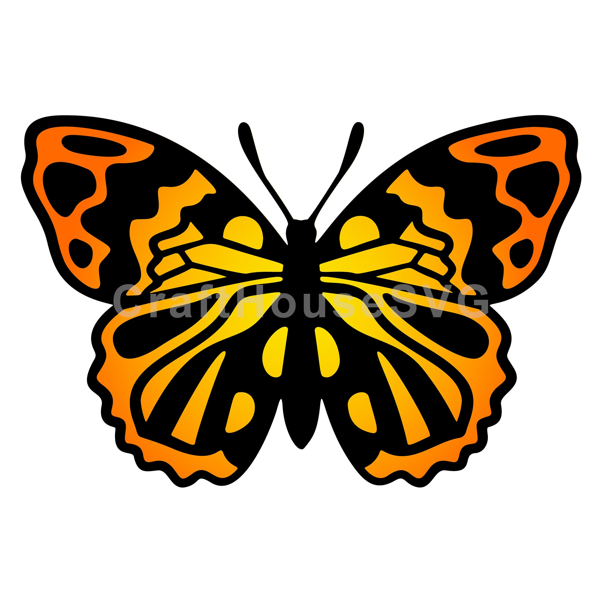 Monarch Butterfly with Elegant Wing Tips Layered SVG