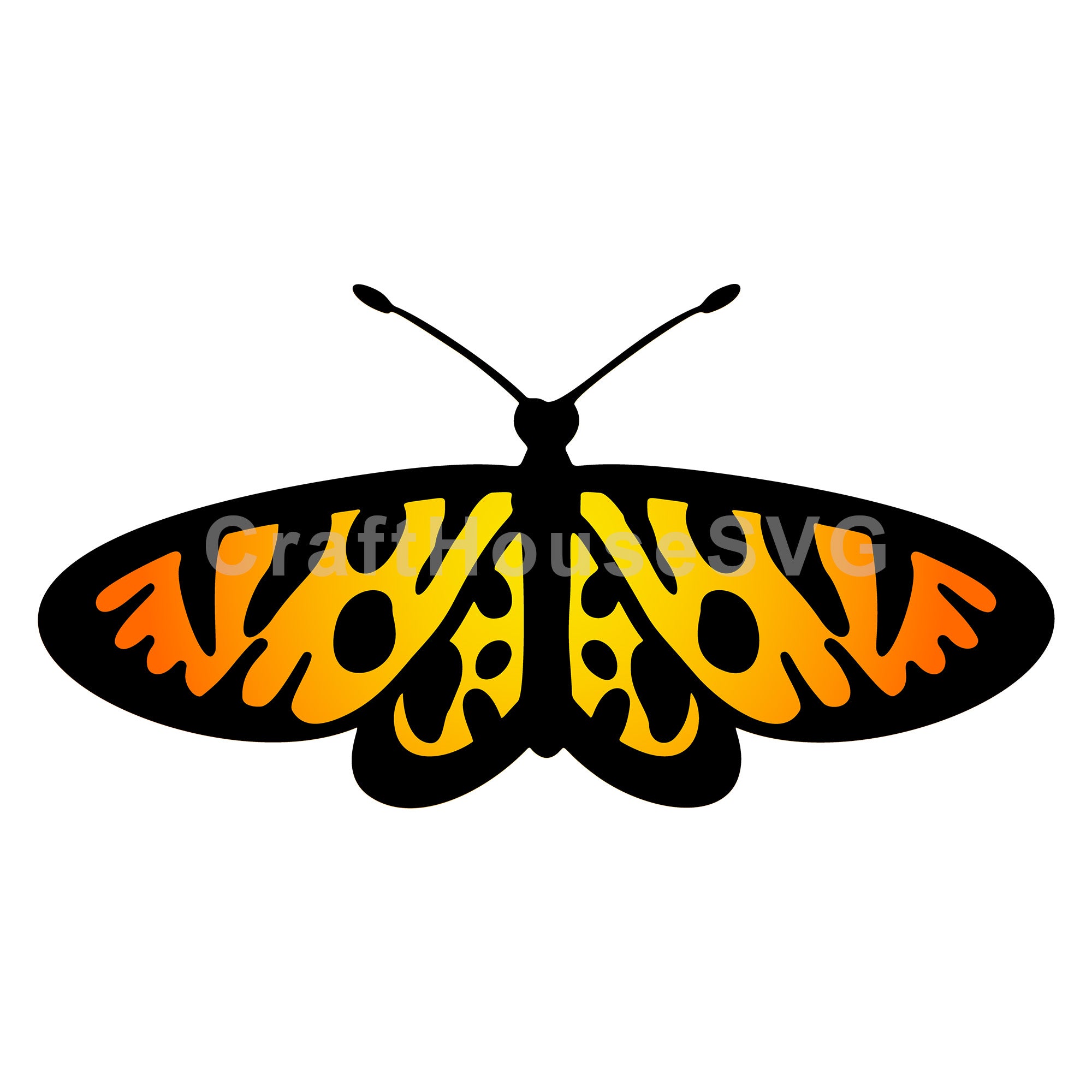 Streamlined Monarch Butterfly in Flight Layered SVG