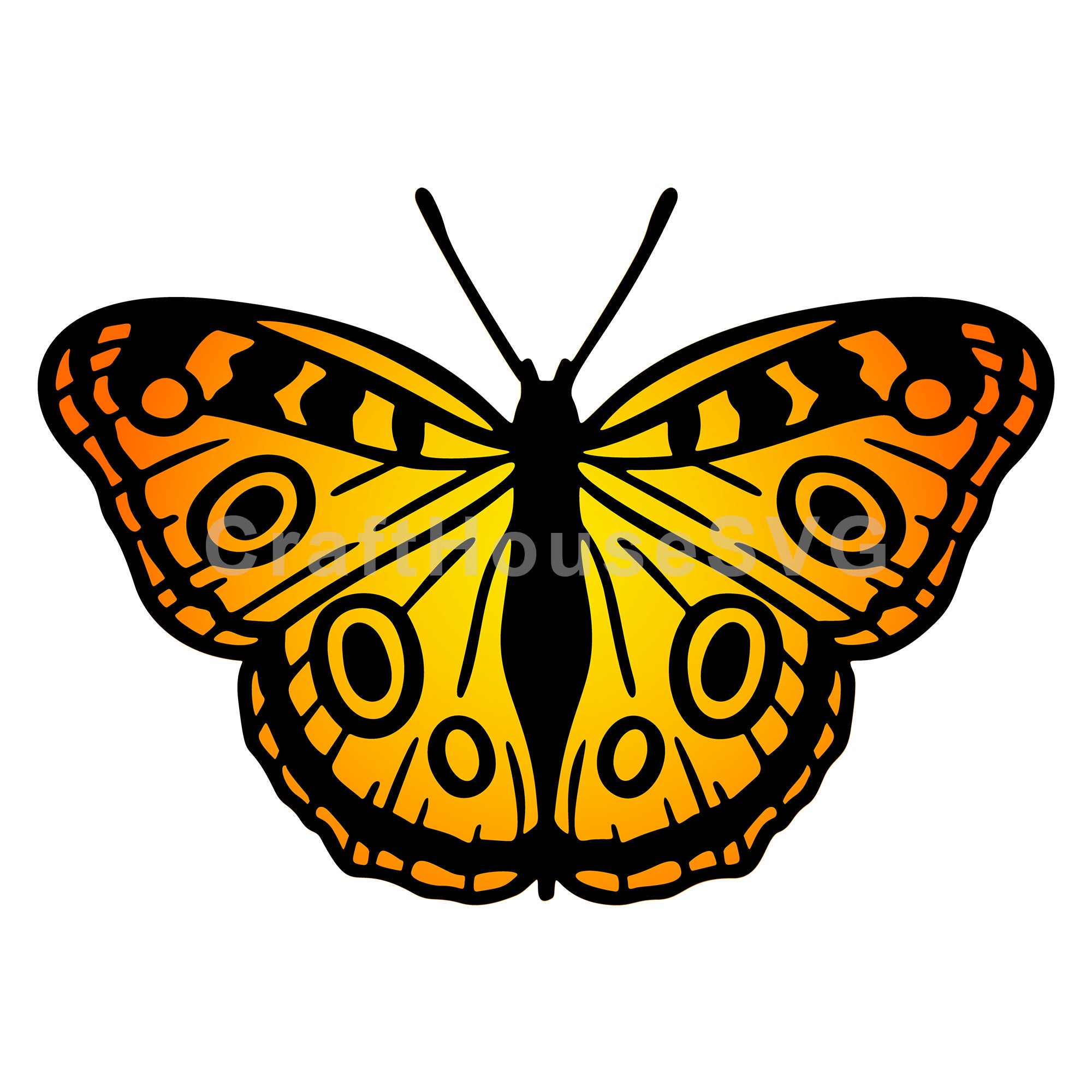 Ornate Monarch Butterfly with Circles Layered SVG