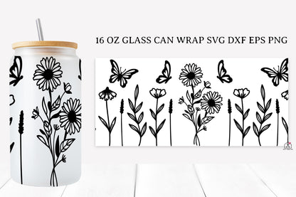 Butterfly 16 Oz Glass Can Wrap SVG Bundle