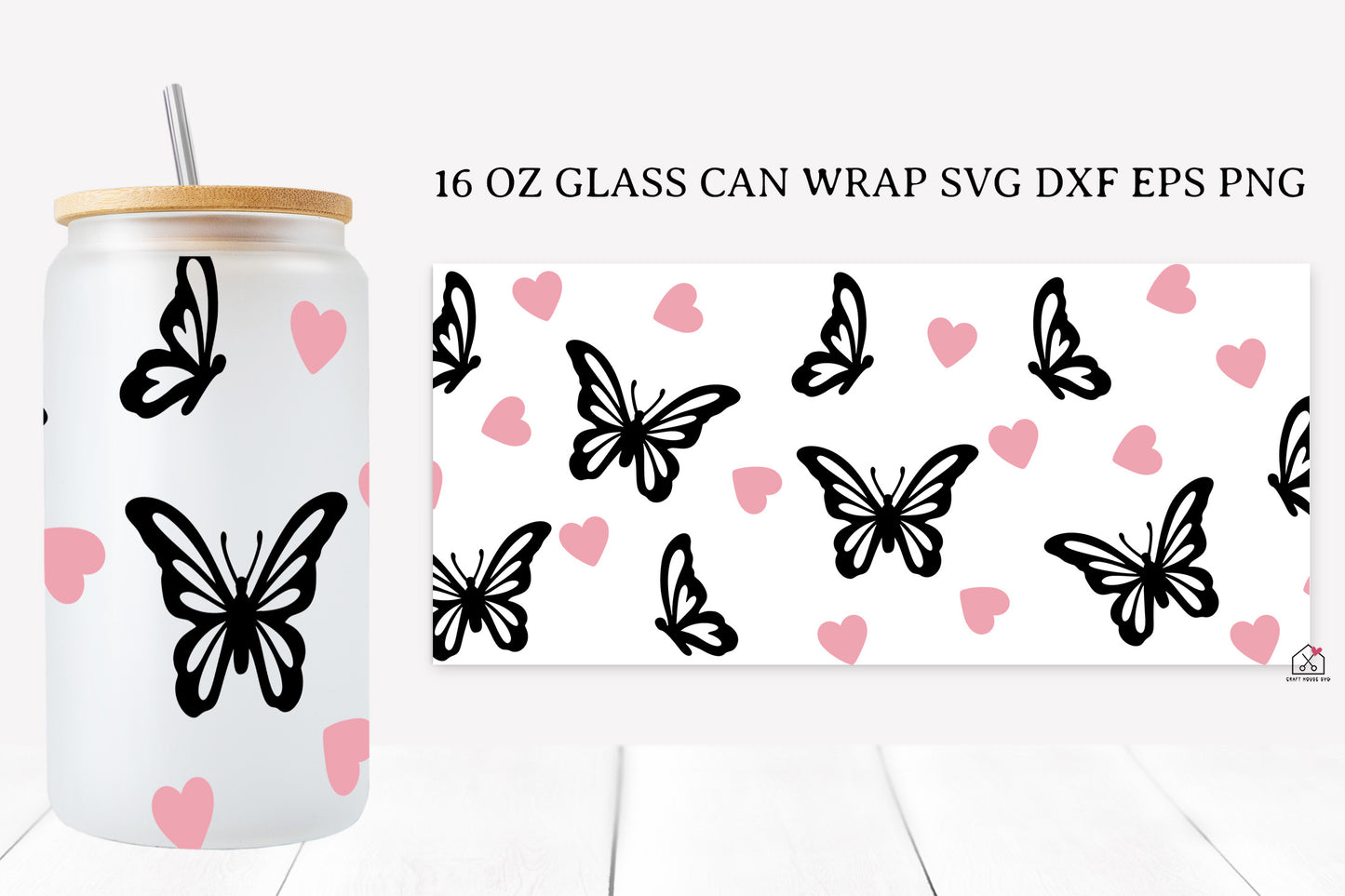 Butterfly 16 Oz Glass Can Wrap SVG Bundle