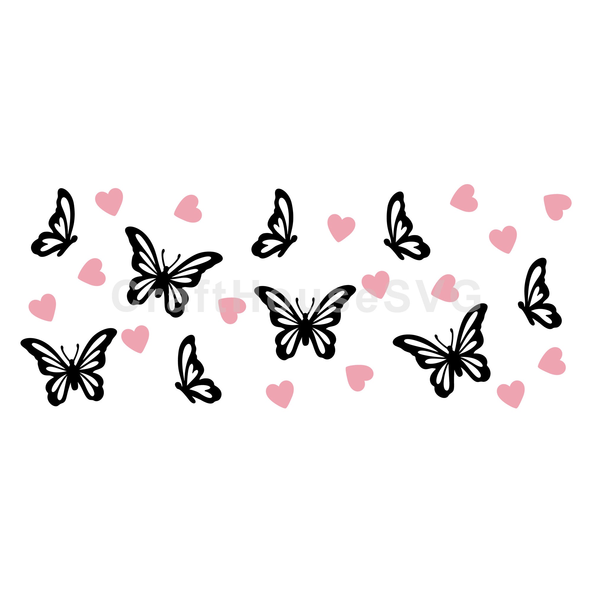 Butterflies and Hearts SVG 16 Oz Glass Can Wrap Cut File