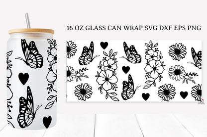 Butterfly 16 Oz Glass Can Wrap SVG Bundle