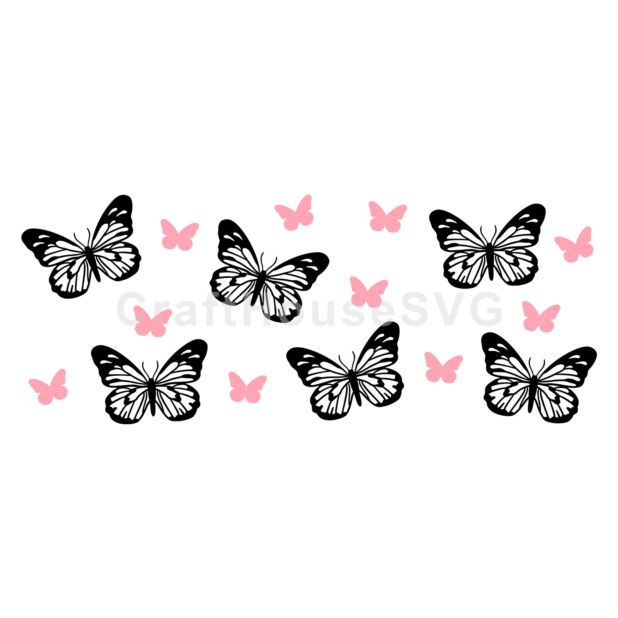 Butterflies SVG 16 Oz Glass Can Wrap Cut File