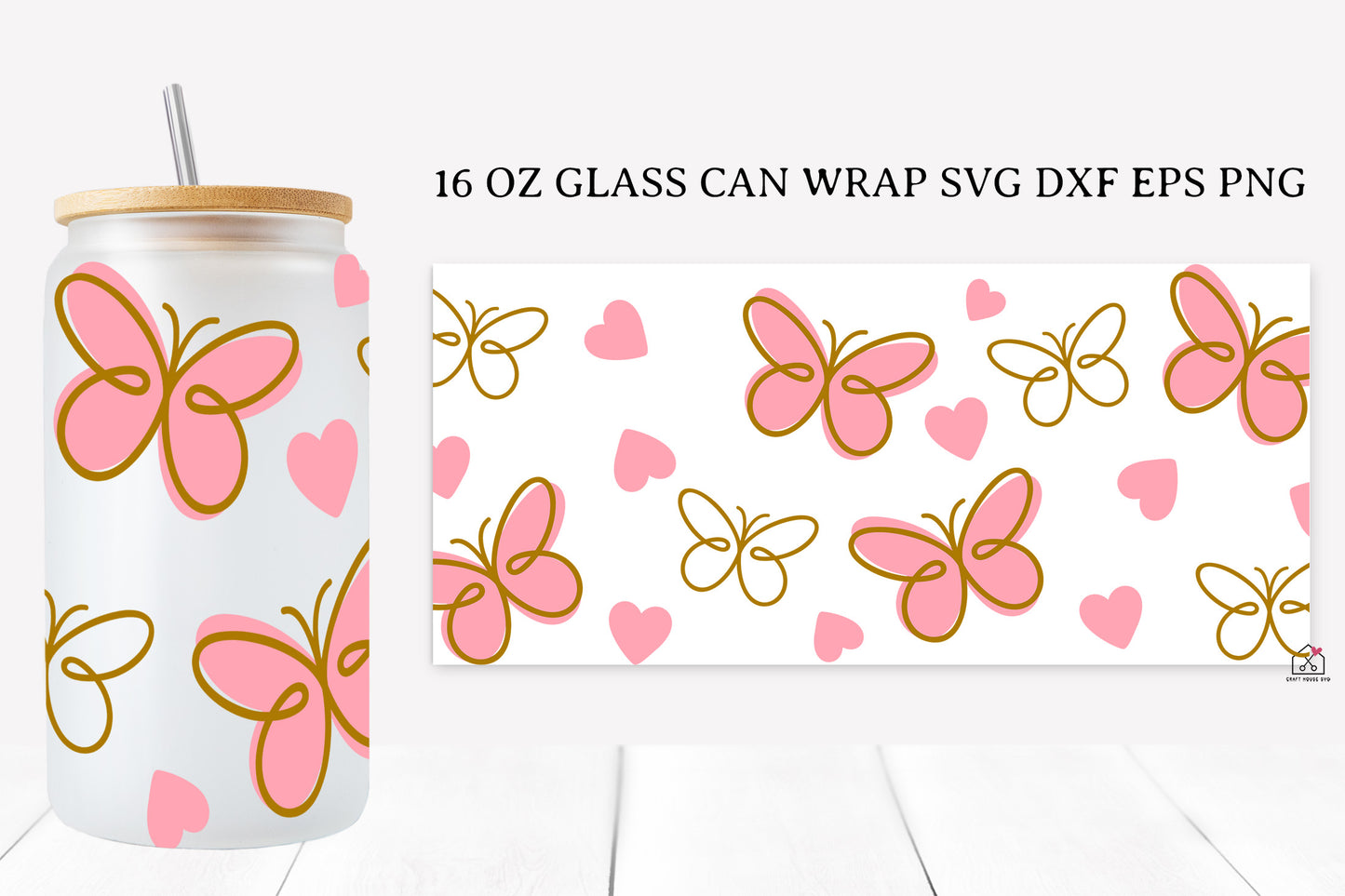 Butterfly 16 Oz Glass Can Wrap SVG Bundle