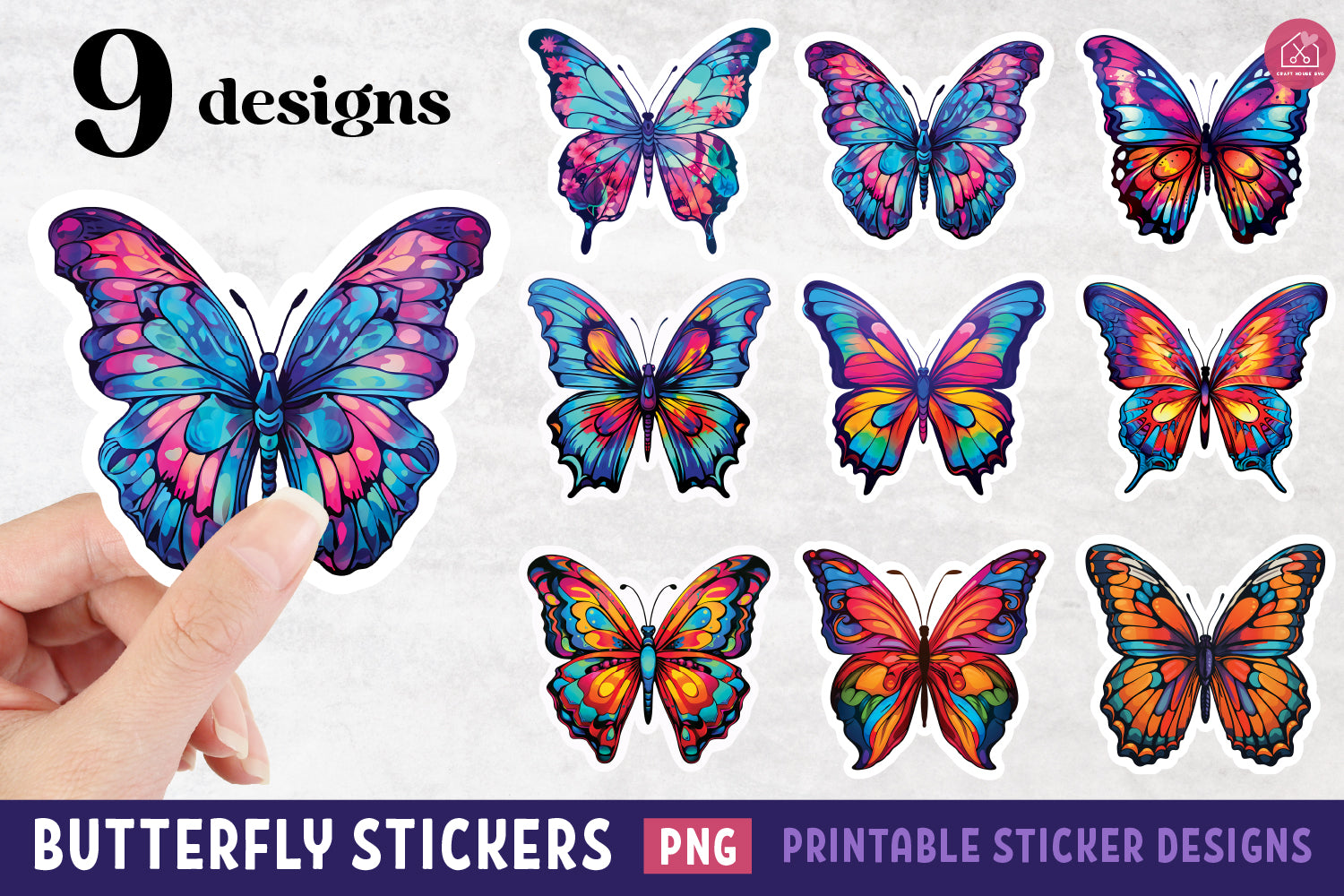 Butterfly Stickers PNG Print and Cut Sticker Designs