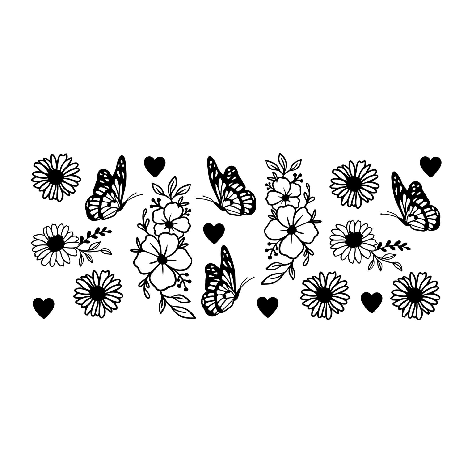 Butterfly Glass Can Wrap SVG design for Cricut, Silhouette, laser cutting, vinyl, sublimation, and craft projects.