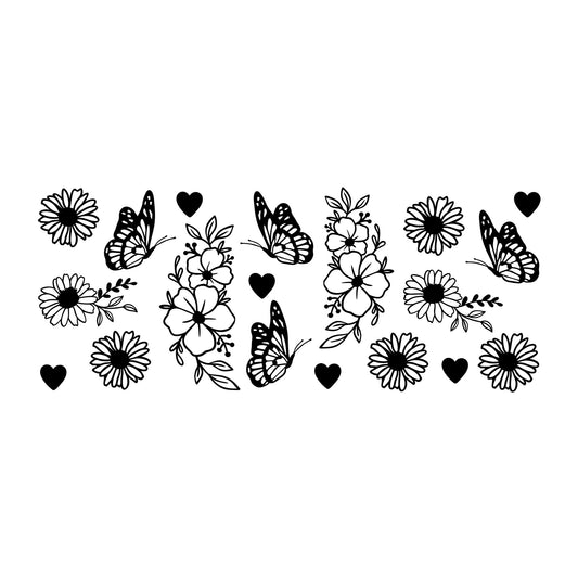 Butterfly Glass Can Wrap SVG design for Cricut, Silhouette, laser cutting, vinyl, sublimation, and craft projects.