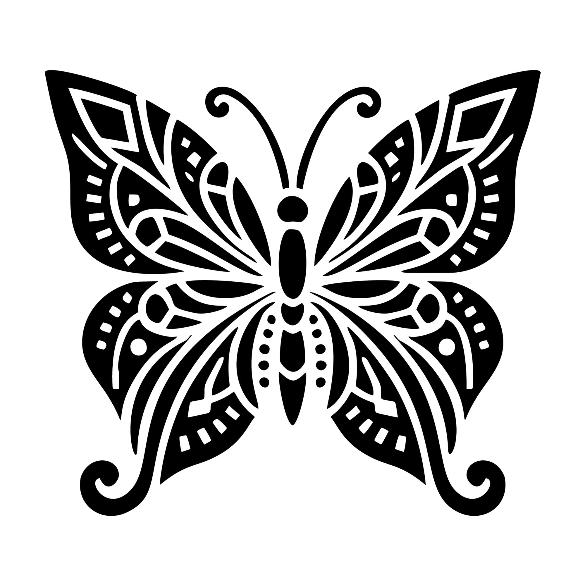 Butterfly with Patterned Wings SVG design for Cricut, Silhouette, laser cutting, vinyl, sublimation, and craft projects.