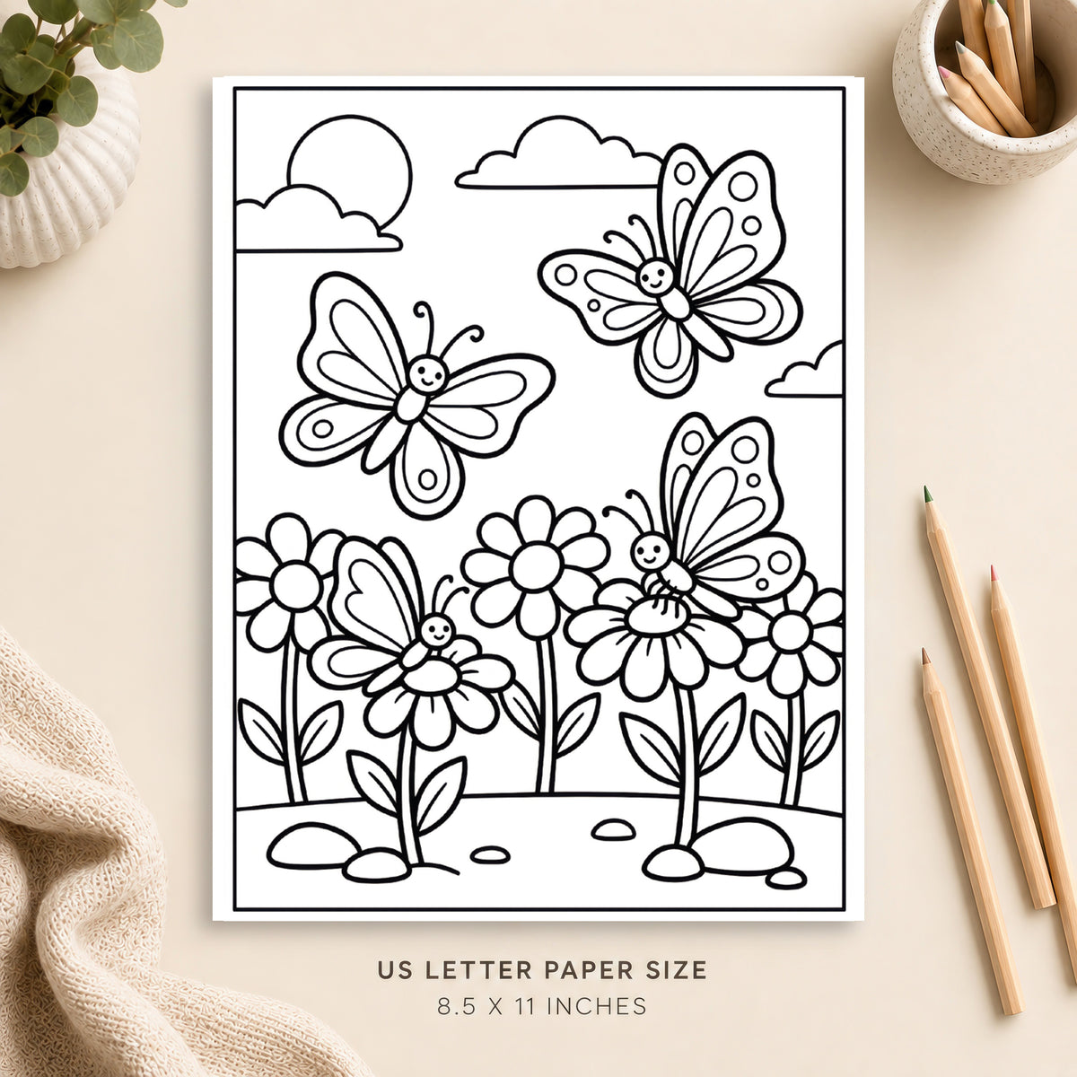 Butterfly Garden Coloring Page 1