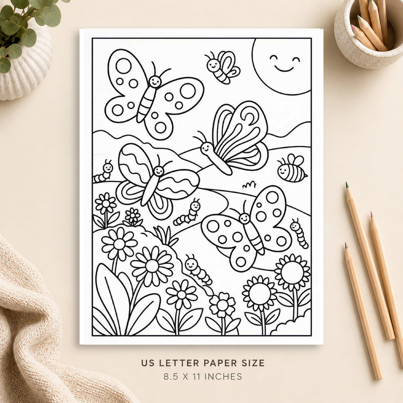 Butterfly Garden Coloring Page 2