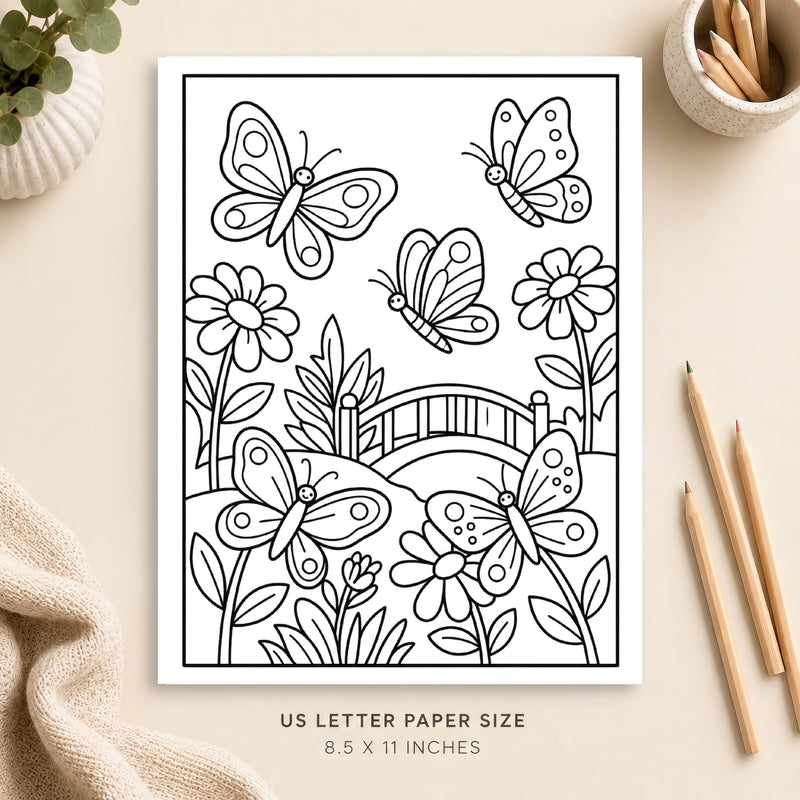 Butterfly Garden Coloring Page 3