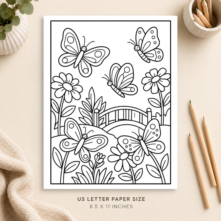 Butterfly Garden Coloring Page 3