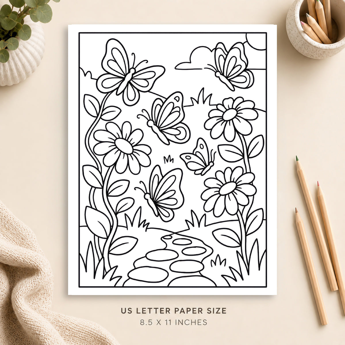 Butterfly Garden Coloring Page 4