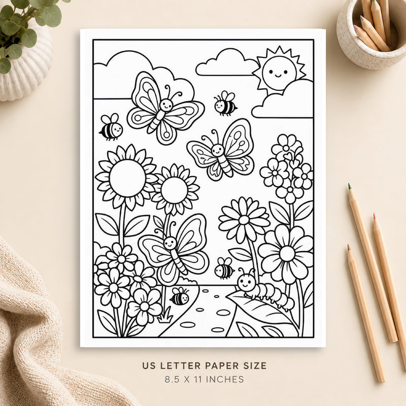 Butterfly Garden Coloring Page 5